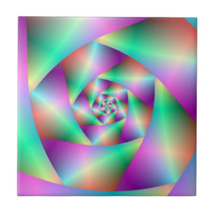 Tile Spiral in Turquoise and Pink