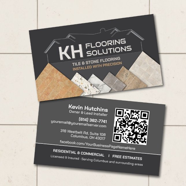 Tile & Stone Flooring Contractor Installation Business Card (Creator Uploaded)