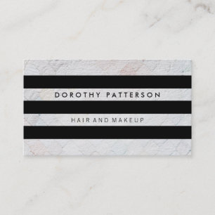 Tile White Pattern / Black Stripes Modern Business Card