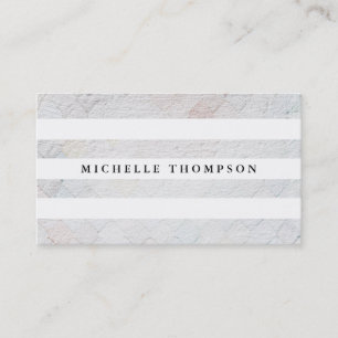 Tile White Pattern / White Stripes Modern Business Card