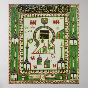 Tile with a representation of Mecca Poster