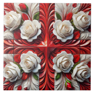Tile with English Roses Design