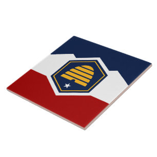 Tile with flag of Utah State, USA