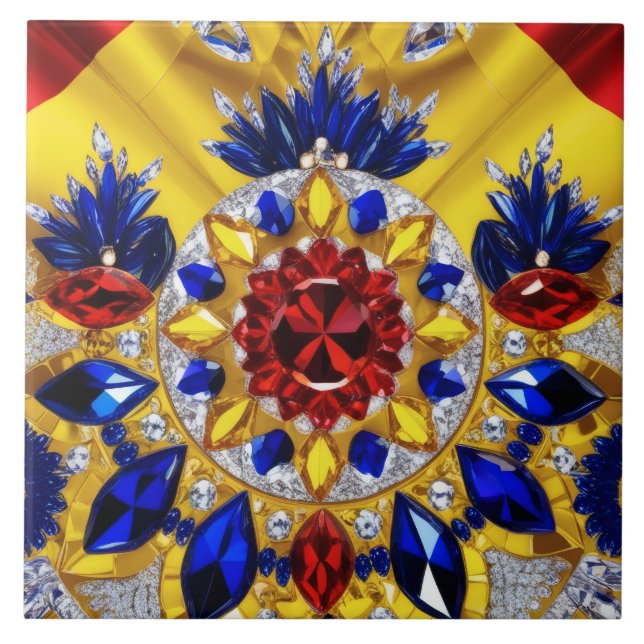 Tile with Romanian Colours modern Design (Front)