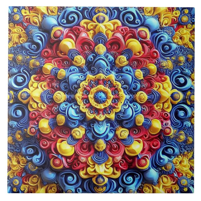 Tile with Romanian Colours modern Design (Front)