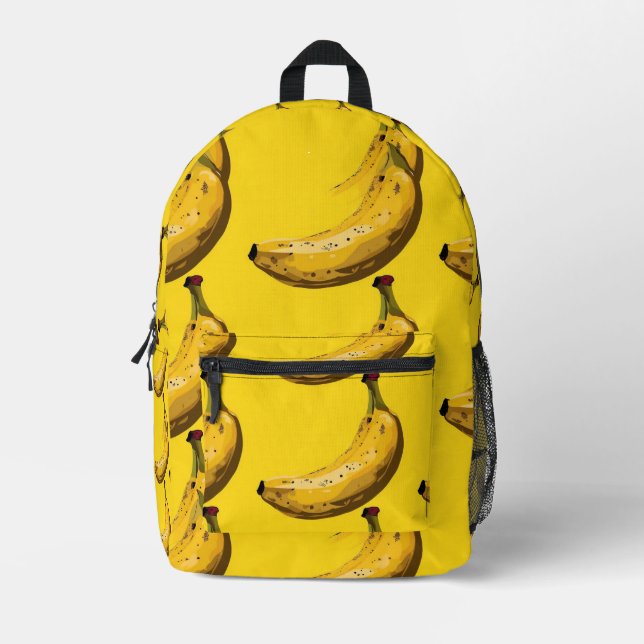 Tiled Banana pattern Printed Backpack (Front)