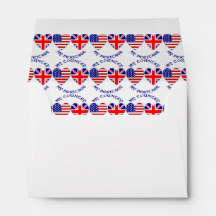 Tiled British USA Heart Flags Country Heritage Envelope