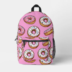 Tiled Doughnut Pattern Printed Backpack