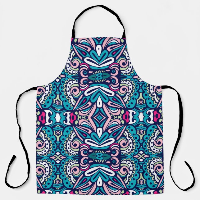 Tiled ethnic pattern. Abstract geometric mosaic vi Apron (Front)
