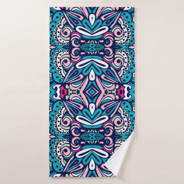 Tiled ethnic pattern. Abstract geometric mosaic vi Bath Towel (Bath Towel)