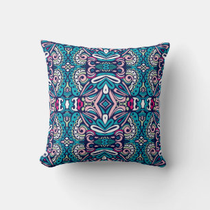 Tiled ethnic pattern. Abstract geometric mosaic vi Cushion