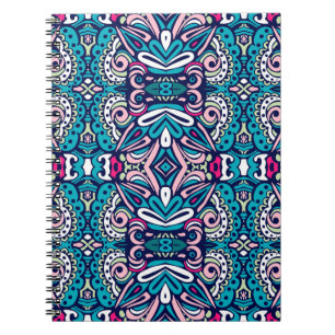 Tiled ethnic pattern. Abstract geometric mosaic vi Notebook