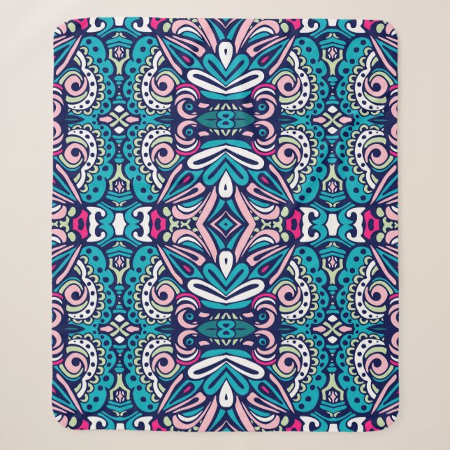 Tiled ethnic pattern. Abstract geometric mosaic vi Sherpa Blanket (Front)