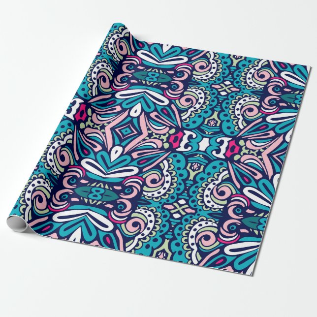 Tiled ethnic pattern. Abstract geometric mosaic vi Wrapping Paper (Unrolled)