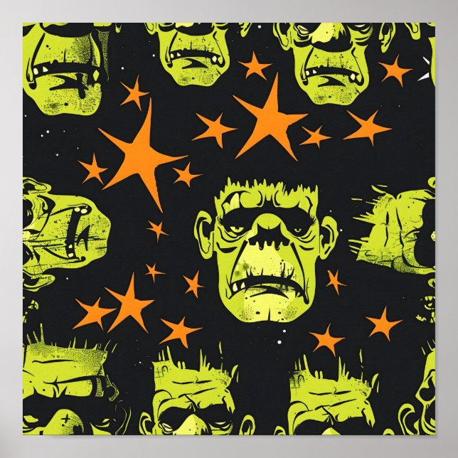 Tiled Frankenstein Pattern Poster (Front)