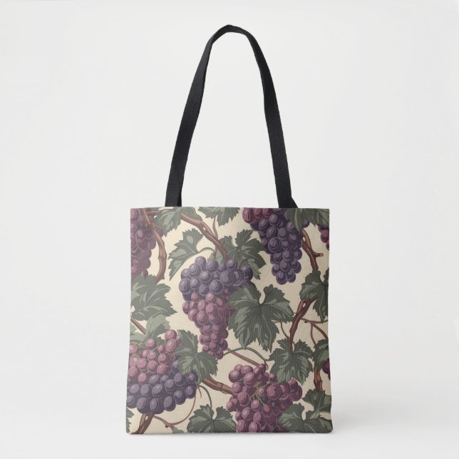 Tiled Grape Pattern Tote Bag (Front)