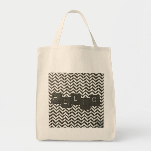 Tiled Hello Tote Bag (Front)