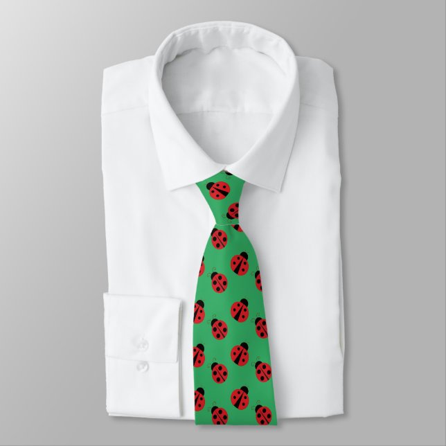 Tiled Ladybugs Design Necktie (Tied)