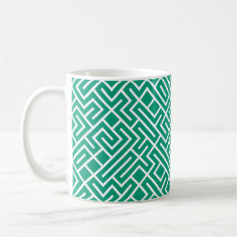Tiled Lines 10 PRINT Generative (Emerald Fill) Coffee Mug