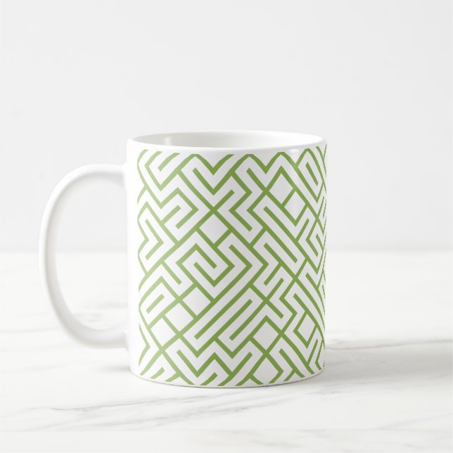 Tiled Lines 10 PRINT Generative (Greenery Line) Coffee Mug (Left)