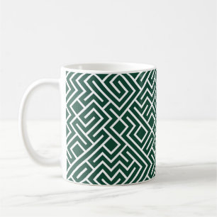 Tiled Lines Generative (Dark Green Fill) Unique Coffee Mug
