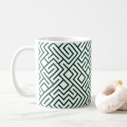 Tiled Lines Generative (Dark Green Line) Unique Coffee Mug