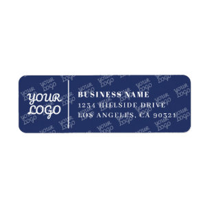 Tiled Logo Pattern Modern Navy Blue Return Address Label