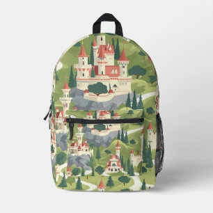 Tiled Mediaeval Castle Pattern Printed Backpack