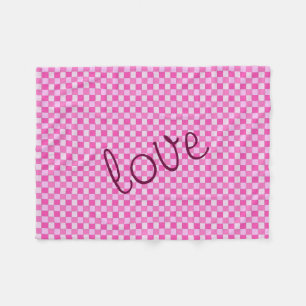 Tiled Pink Woven Pattern with Love Fleece Blanket