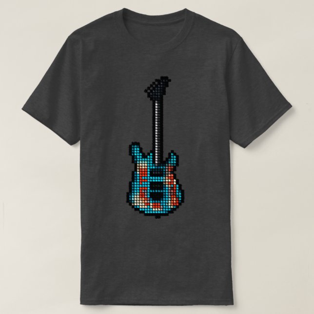 Tiled Pixel Armed and Homeless Guitar Upright  T-Shirt (Design Front)