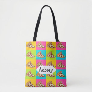 Tiled pizza slices design tote bag