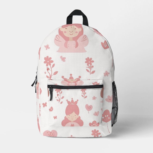 Tiled Princess Pattern Printed Backpack (Front)