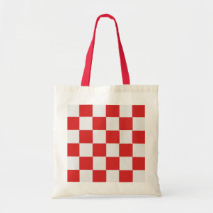 Tiled Red and White Woven Pattern Tote Bag