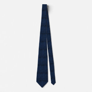 Tiled Retro Vintage Floral Swirl Blue Black Tie