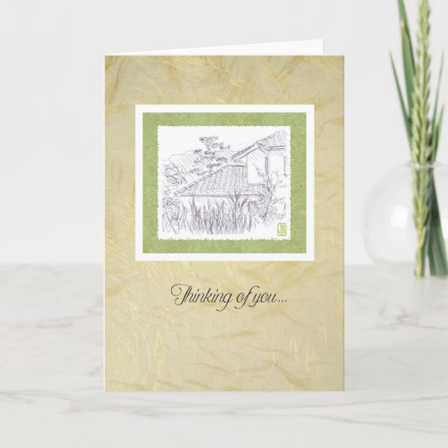 Tiled Roof House Thinking of You Card (Front)