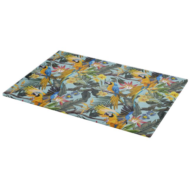 Tiled Tropical parrots beach house  Cutting Board (Corner)