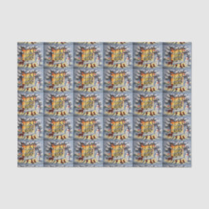 Tiled vintage Christmas scene Holiday tissue Paper