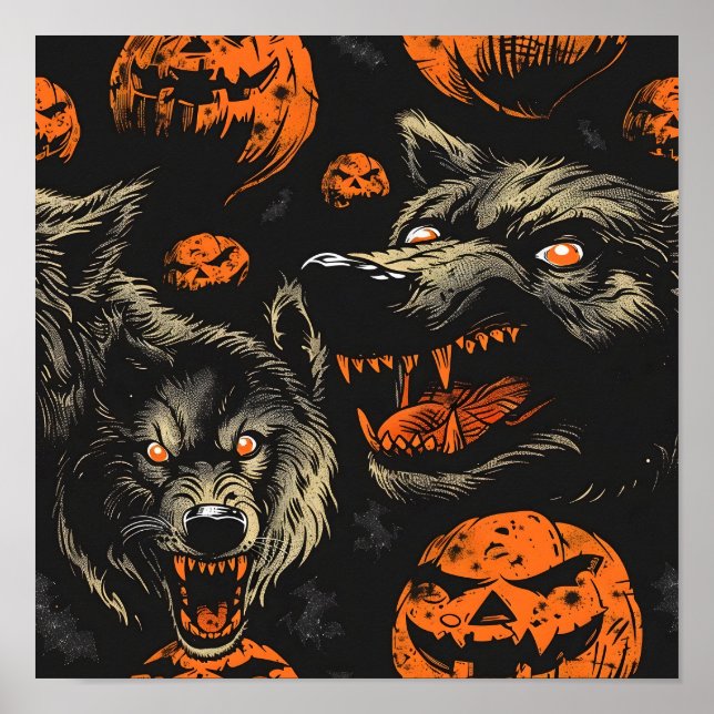 Tiled Werewolf Pattern Poster (Front)