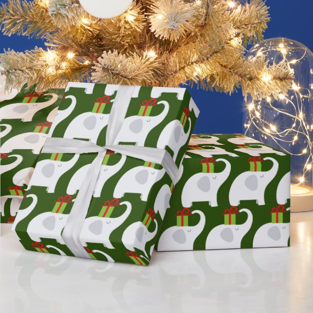 tiled white elephant party Christmas Wrapping Paper (Holidays)