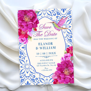 Tiles floral save the date