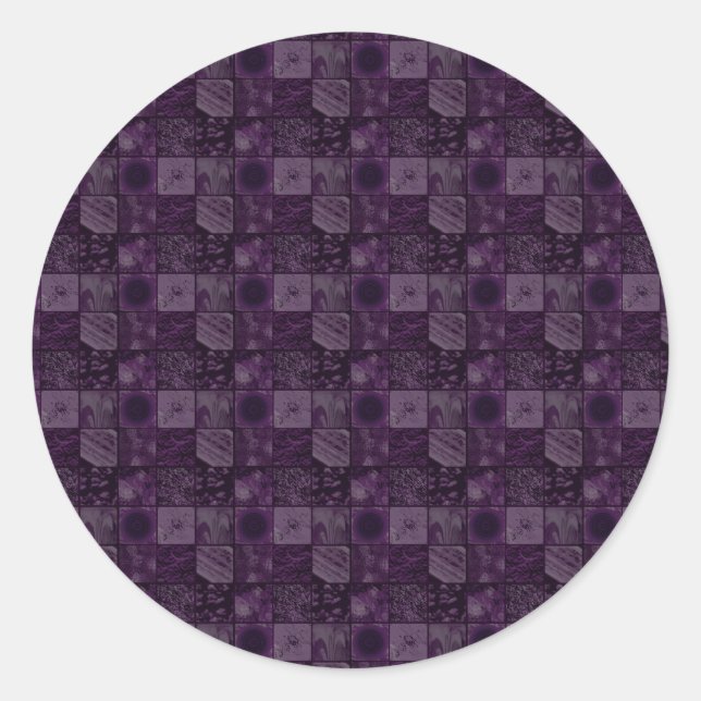 Tiles in Purple Classic Round Sticker (Front)