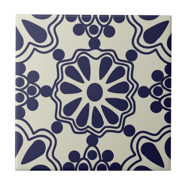 Tiles - Mexican Pattern Blue/Off White (Front)