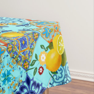 Tiles,mosaic,azulejo,lemons ,Citrus ,majolica, Tablecloth