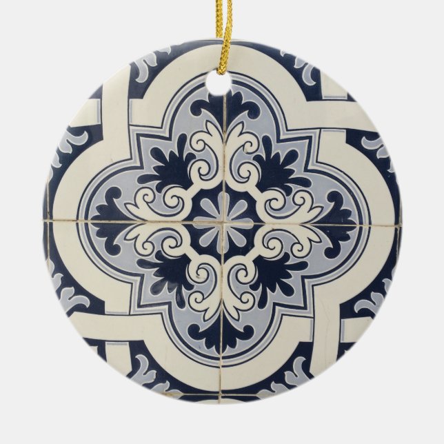 Tiles of Portugal Personalised Ceramic Ornament (Front)