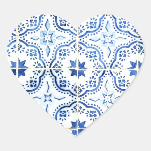 Tiles, Portuguese Tiles Heart Sticker