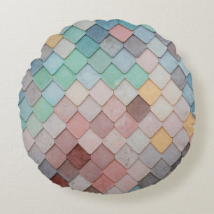 Tiles shapes texture pattern art round cushion