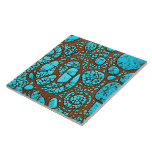 Tiles with turquoise patterns