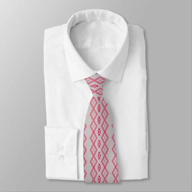 Tilet Pattern |Pink Geometric Design Tie (Tied)