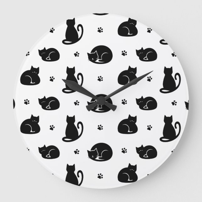Tiling Cats Pattern Wall Clock – For cat lovers (Front)