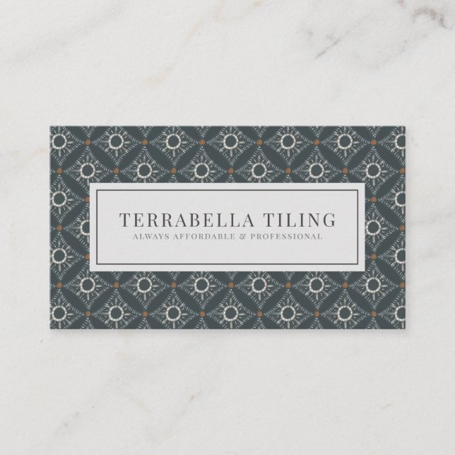 Tiling Flooring Grey Black Diamond Pattern Business Card (Front)